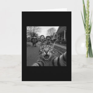 Carte Drôle de selfie de chat surpris et effrayé pour Th