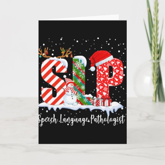 Carte Drôle de Slp orthophoniste Santa Noël (Devant)