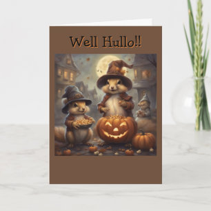 Carte Drôle de sorcière écureuil Halloween monde ancien