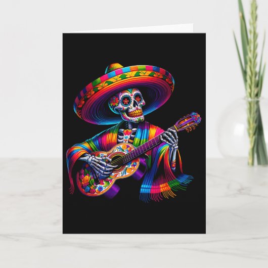 Carte Drôle de squelette de crâne de fiesta Cinco De May (Devant)
