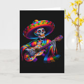 Carte Drôle de squelette de crâne de fiesta Cinco De May (Fleur jaune)