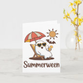Carte Drôle de Summerween Mignon Fantôme d'Été Halloween (Fleur jaune)