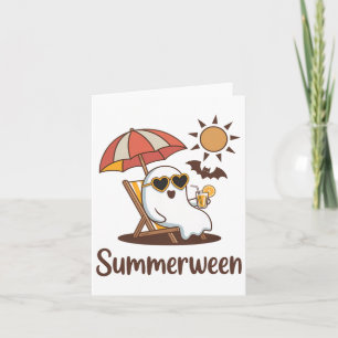 Carte Drôle de Summerween Mignon Fantôme d'Été Halloween