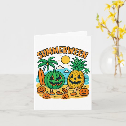 Carte Drôle de Summerween Mignonne Pastèque Et Ananas Be (Fleur jaune)