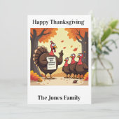 Carte drôle de Thanksgiving - "Défense de la dinde (Debout devant)