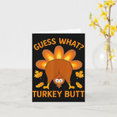 Carte Drôle de Thanksgiving devine quoi cul de dinde (Fleur jaune)