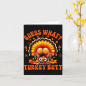 Carte Drôle de Thanksgiving Devinez quoi Couples de fess (Fleur jaune)