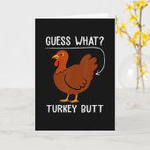 Carte Drôle de Thanksgiving Devinez quoi Dinde Fesses Ho (Fleur jaune)