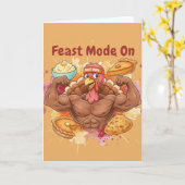 Carte drôle de Thanksgiving – Mode festin activé (Fleur jaune)
