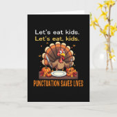 Carte Drôle de Thanksgiving Professeur Dinde Allons Mang (Fleur jaune)
