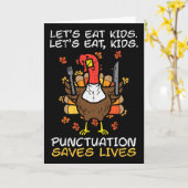 Carte Drôle de Thanksgiving Professeur Dinde Mangeons En (Fleur jaune)