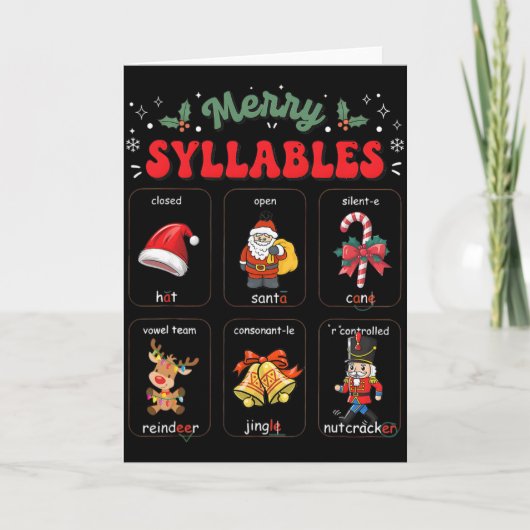 Carte Drôle de thé de lecture de syllabes de Noël de vac (Devant)