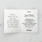 Carte drôle de vacances de budget (Intérieur)