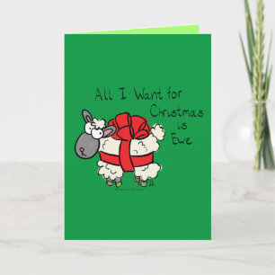 Carte Drôle de vacances Mouton mignon Noël Dessin animé