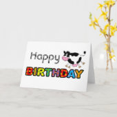 Carte drôle de vache heureux (Fleur jaune)