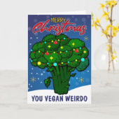 Carte Drôle de Vegan Bizarre, Joyeux Noël (Fleur jaune)
