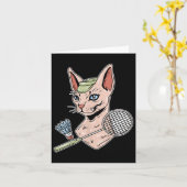 Carte Drôle de volant de badminton de chat Devon Rex (Fleur jaune)