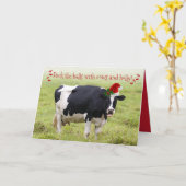 Carte Drôle Deck Les Halls Avec Vaches et Holly (Fleur jaune)