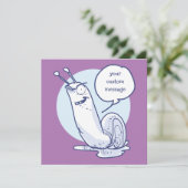 Carte drôle d'escargot dit quelque chose, dessin animé (Debout devant)