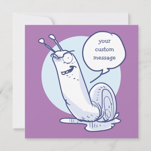 Carte drôle d'escargot dit quelque chose, dessin animé (Devant)
