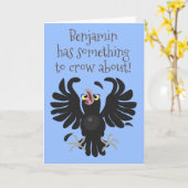 Carte Drôle dessin animé de corbeau de corbeau (Fleur jaune)