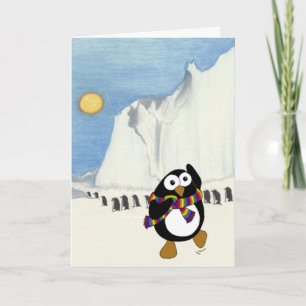 Carte Drôle dessin animé de pingouins dansant.
