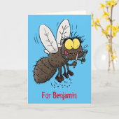 Carte Drôle dessin animé d'insecte de la mouche à cheval (Fleur jaune)