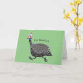 Carte Drôle dessin animé d'oiseau de Guineafowl (Fleur jaune)