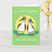 Carte Drôle, dessin animé d'oiseaux de mer dansants (Fleur jaune)