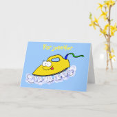 Carte Drôle dessin animé linge de fer (Fleur jaune)