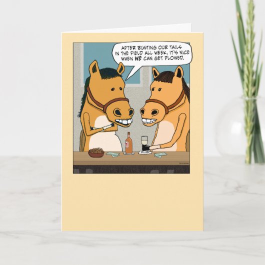 Carte Drôle Deux Chevaux Se Faire Fouiller Anniversaire (Devant)