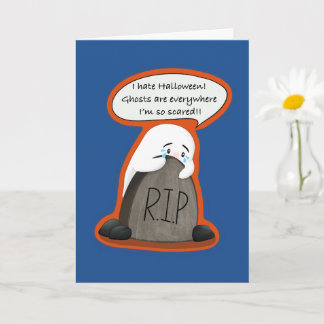 Carte Drôle d'Halloween pour introvertis fantôme effrayé