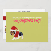 Carte drôle d'invitation de fête de Noël (chien) (Devant / Derrière)