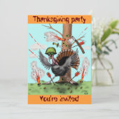 Carte drôle d'invitation de partie de thanksgiving (Debout devant)