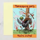 Carte drôle d'invitation de partie de thanksgiving (Devant / Derrière)