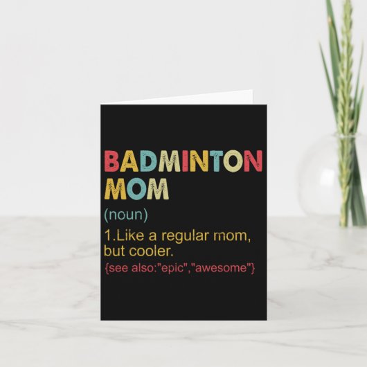 Carte Drôle Dminton Maman Définition Dminton Maman Pour  (Devant)