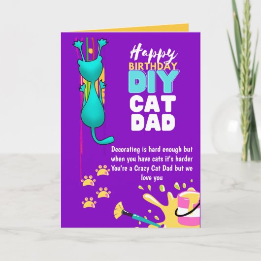 Carte Drôle do-it-yourself CAT DAD Anniversaire - Crazy  (Devant)