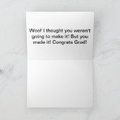 Carte drôle d'obtention du diplôme de bouledogue (Intérieur)