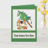 Carte Drôle Dogue Dogue Lover Cartoon Rouge Vert Noël Ca (Fleur jaune)