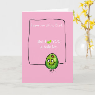 Carte drôle d'olive de la Saint-Valentin rose