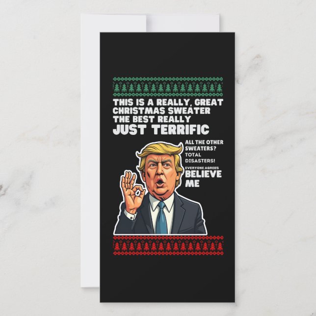 Carte Drôle Donald Trump laide parodie de pull de Noël (Devant)