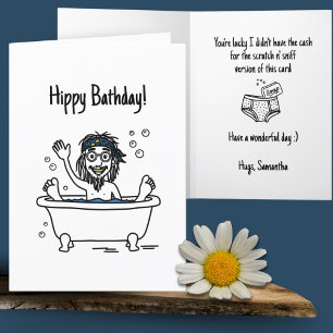 Carte Drôle Doodle Art non-anniversaire Joyeux Hippy Bat