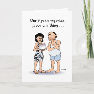 Carte drôle du 9e anniversaire de mariage pour mar