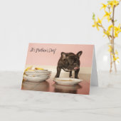 Carte drôle du jour de mère de bouledogue français (Fleur jaune)