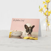 Carte drôle du jour de mère de bouledogue français (Fleur jaune)