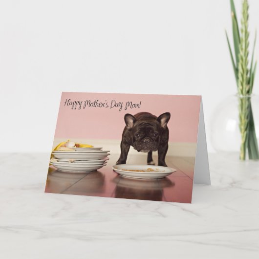 Carte drôle du jour de mère de bouledogue français (Devant)
