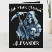 Carte Drôle Éffrayant de la Faucheuse pour lui anniversa (Devant)