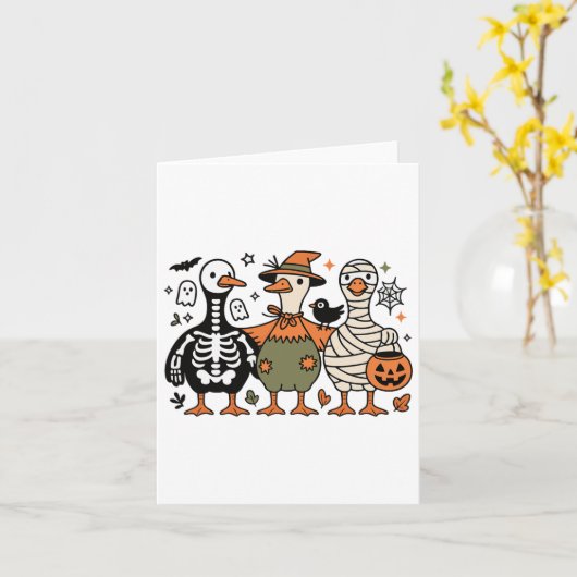 Carte Drôle Éffrayant Halloween Ghost Treat or (Fleur jaune)