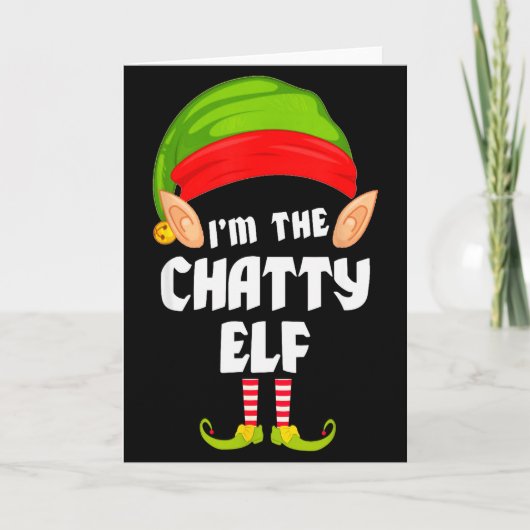 Carte Drôle Elf Chatty Équipe de famille appariés Pj Chr (Devant)