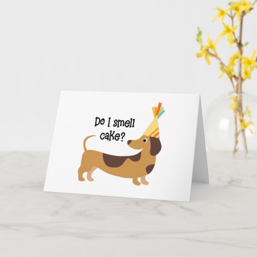 Carte Drôle Est-Ce Que Je Sens Gâteau Chien D'Anniversai (Fleur jaune)